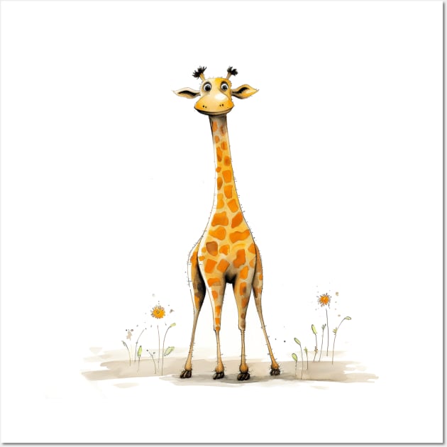 Cute Cartoon Giraffe Wall Art by Geminiartstudio